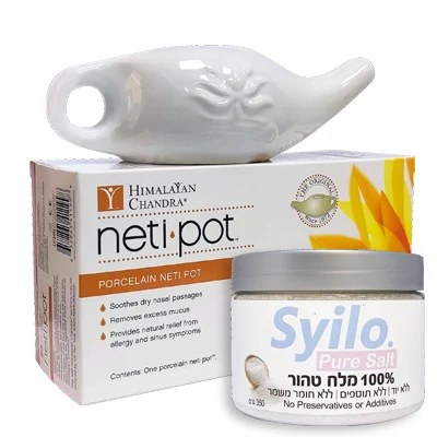 cc63945f-b605-40a5-90b7-6f001bf15659 ערכת שטיפת אף Netipot Himalayan קרמי ומלח Syilo